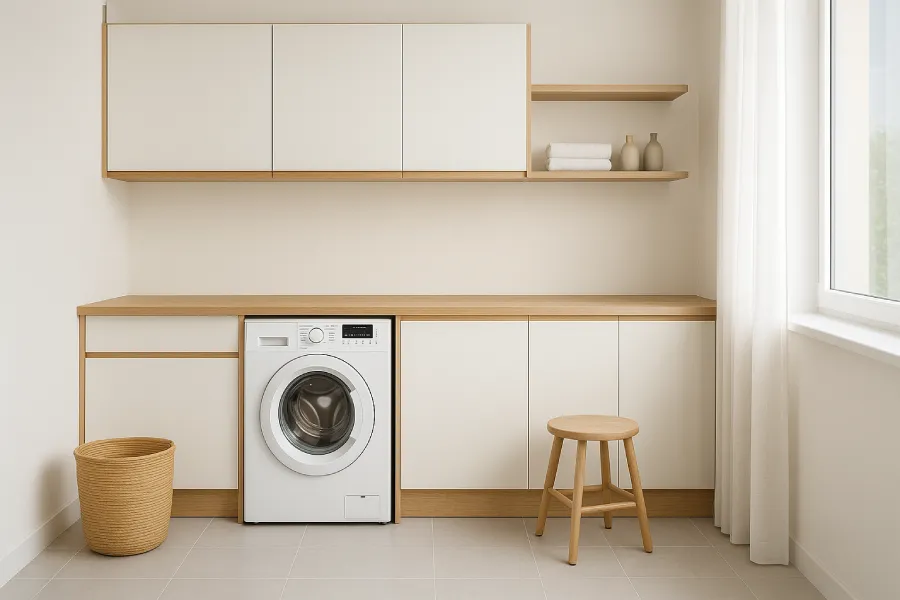 desain ruang laundry japandi Scandi Japandi