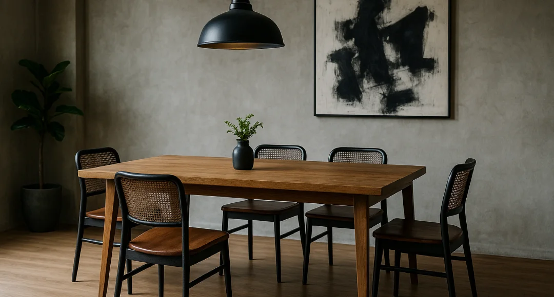 desain ruang makan industrial elegan