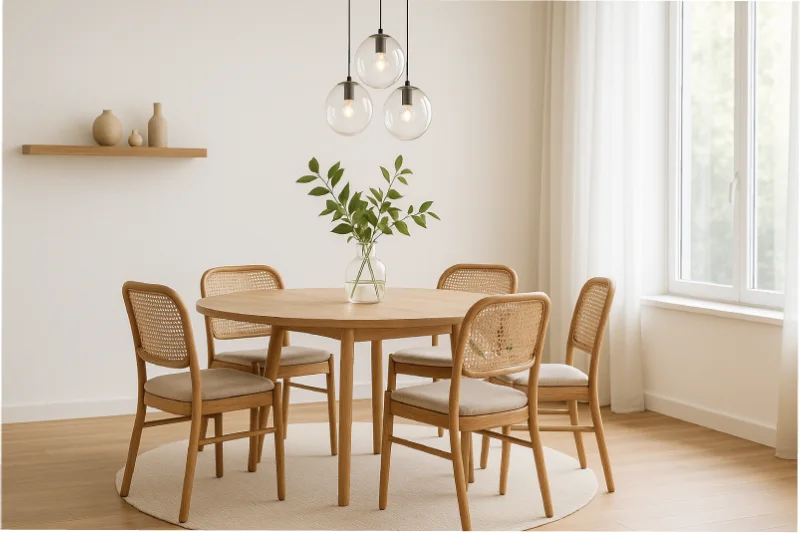 desain ruang makan japandi Sederhana Cozy
