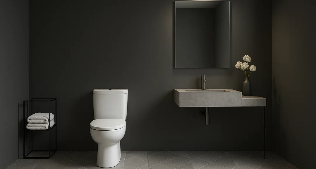 kamar mandi wc duduk gaya modern hitam elegan