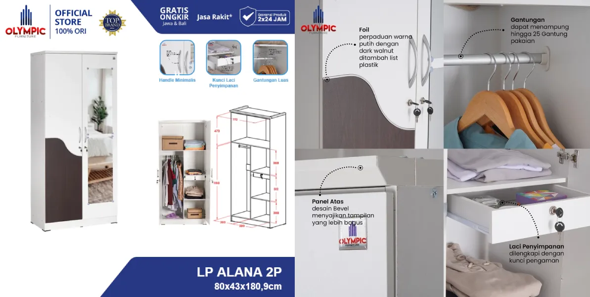 rekomendasi lemari pakaian Olympic Alana 2P