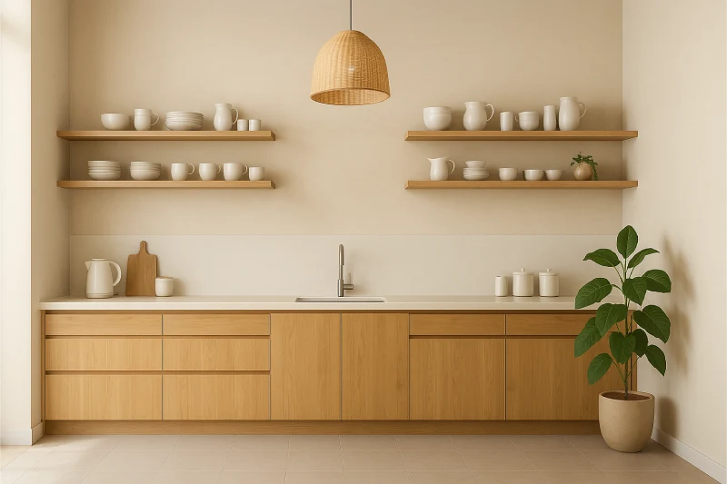 Desain Dapur Minimalis 3x3 Japandi Hangat