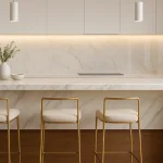 desain dapur minimalis mini bar marmer mewah