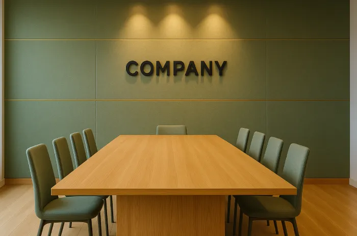 Desain backdrop ruang rapat Hijau Sage Tenang