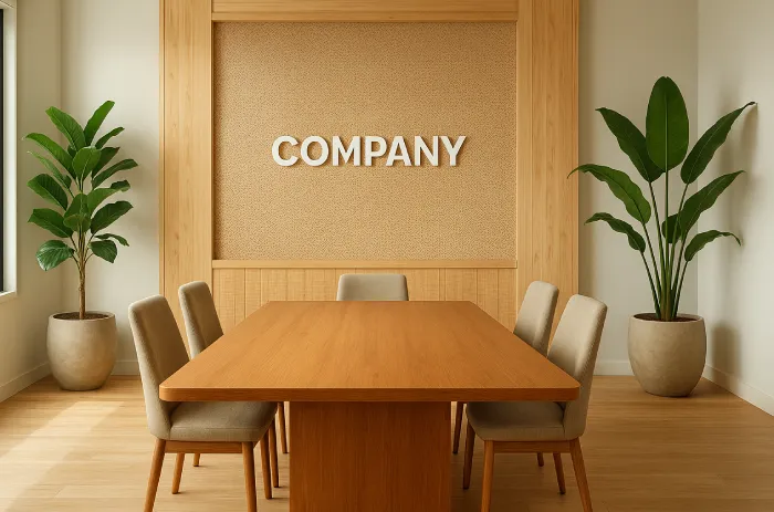 Desain backdrop ruang rapat Nuansa Natural Segar