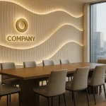 Desain backdrop ruang rapat startup mewah