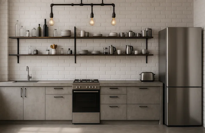 dapur minimalis ukuran 4x6 Gaya Industrial Rapi