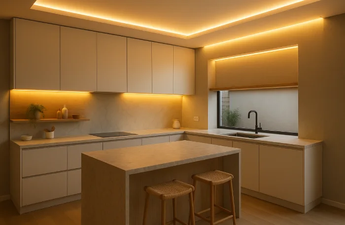 dapur minimalis ukuran 4x6 Nuansa Beige Hangat