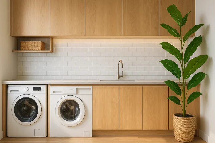 desain dapur dan tempat cuci baju minimalis Tanaman Hijau Segar