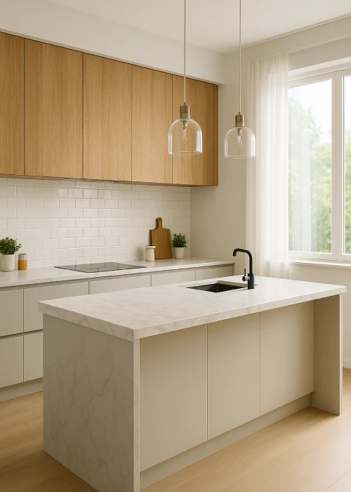 desain dapur minimalis 3x4 Meja Marmer Putih