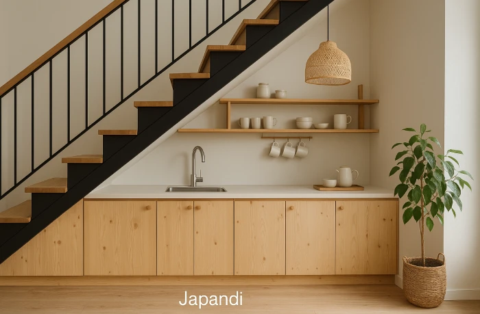 desain dapur minimalis bawah tangga Dapur Japandi Ramping