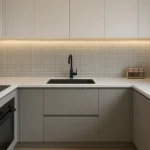 desain dapur minimalis bentuk u warna putih
