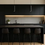 desain dapur minimalis warna hitam aesthetic