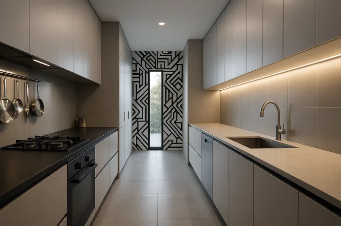 desain meja dapur Lorong Abu Modern