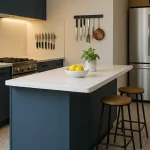desain meja dapur biru