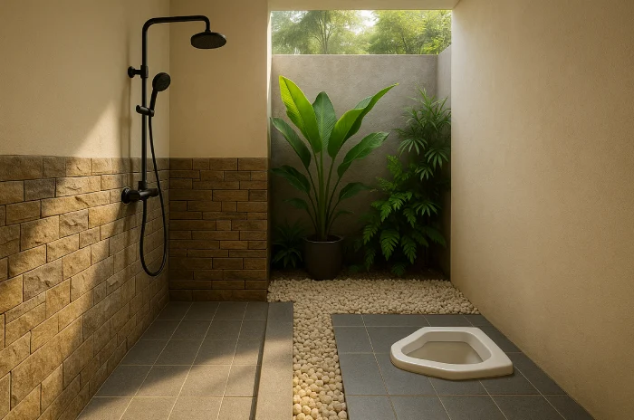 model kamar mandi dan wc sederhana Konsep Semi Outdoor