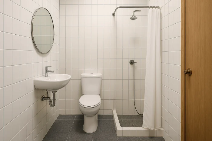 model kamar mandi dan wc sederhana Kotak Putih Retro