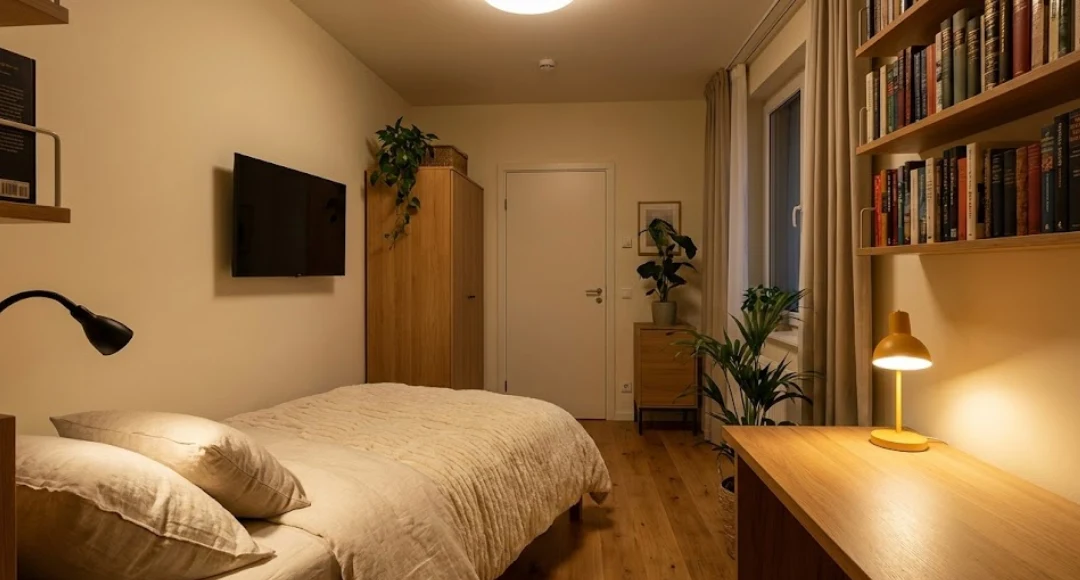 Desain kamar tidur anak kost minimalis hangat