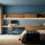 desain kamar tidur biru