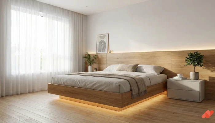 1desain interior kamar utama minimalis Clean Headboard