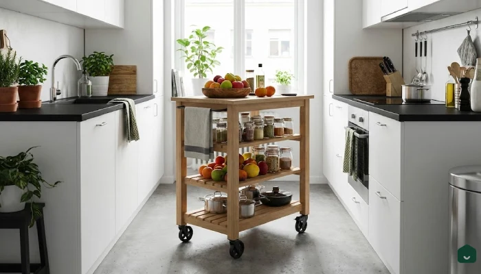 jenis furniture dapur Troli Dapur Kayu Serbaguna