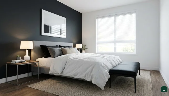 1kamar tidur warna putih minimalist Scandinavian Dark Accent