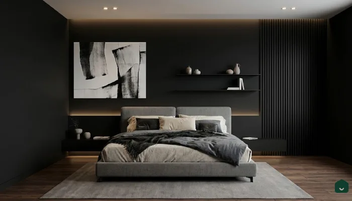2Desain kamar tidur hitam minimalis