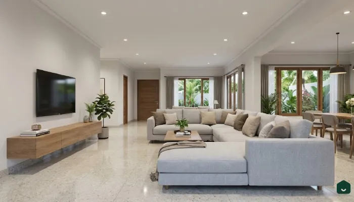 3jenis furniture ruang nonton Sofa L-Shape Keluarga