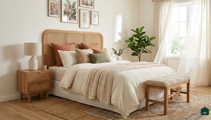 4kamar tidur warna putih minimalist Natural Boho Touch