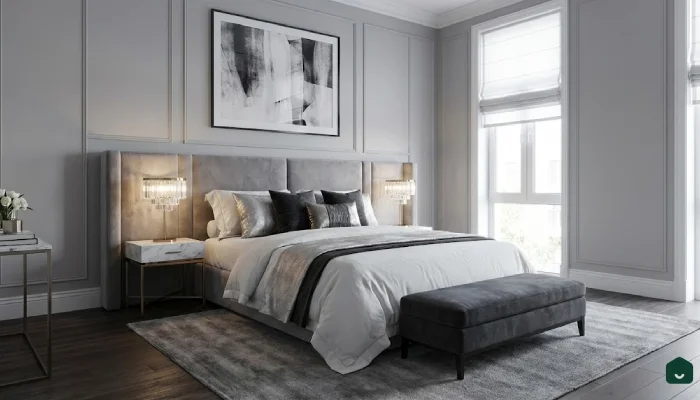 5kamar tidur warna putih minimalist Modern Luxury Soft Grey