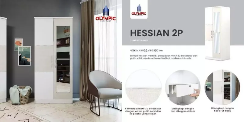Lemari Pakaian 2 Pintu Olympic Hessian 2P