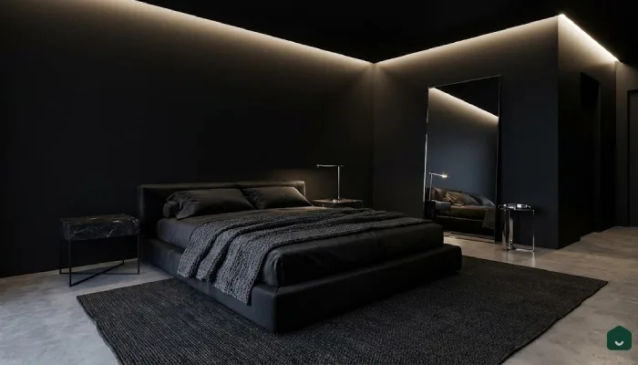 7Desain kamar tidur hitam minimalis