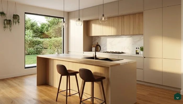 Dapur Aksen Kayu Hangat