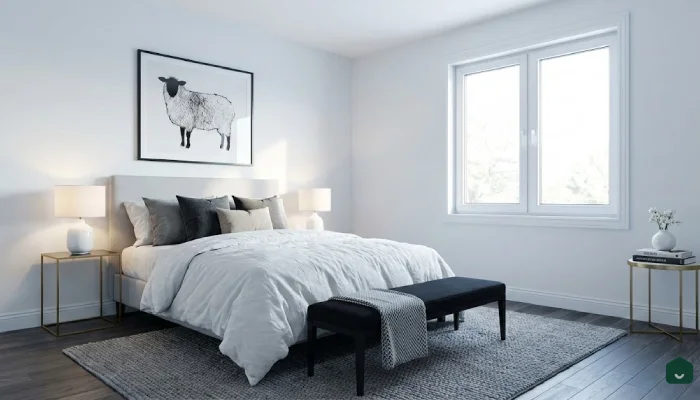 7kamar tidur warna putih minimalist Monokrom Minimalis