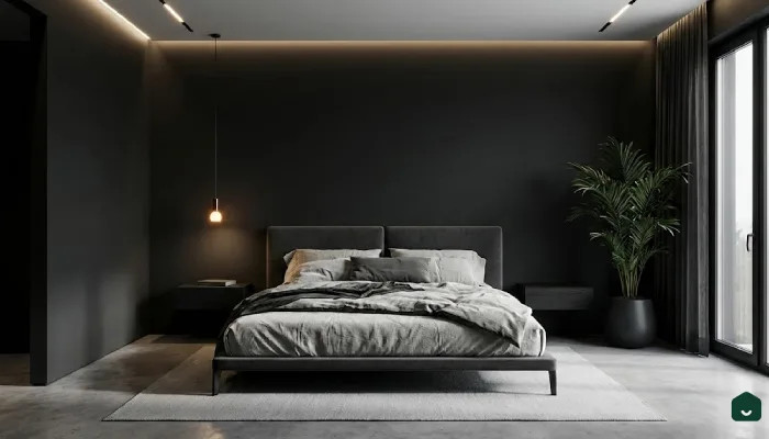 9Desain kamar tidur hitam minimalis