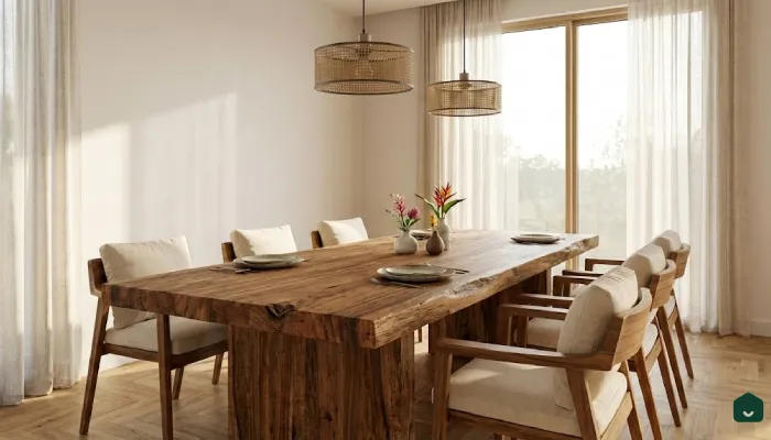 9jenis furniture ruang makan Meja Kayu Solid