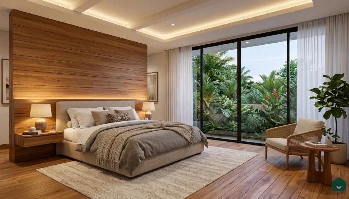 Kamar Tidur Wooden Accent Wall