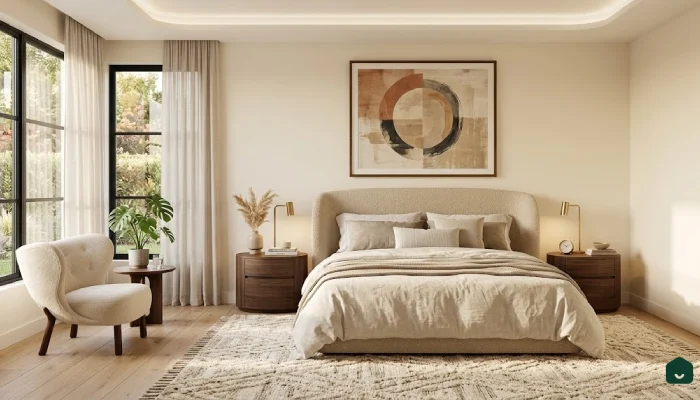2kamar tidur warna cream