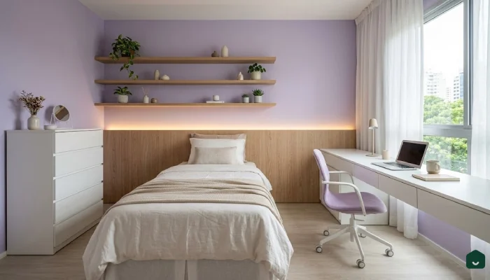 4Cat kamar tidur warna ungu