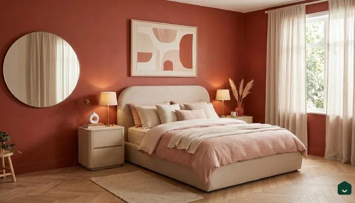 6dekorasi kamar tidur warna merah
