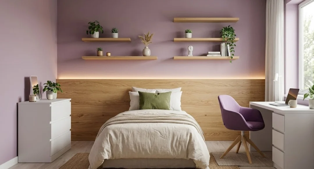 Cat kamar tidur warna ungu
