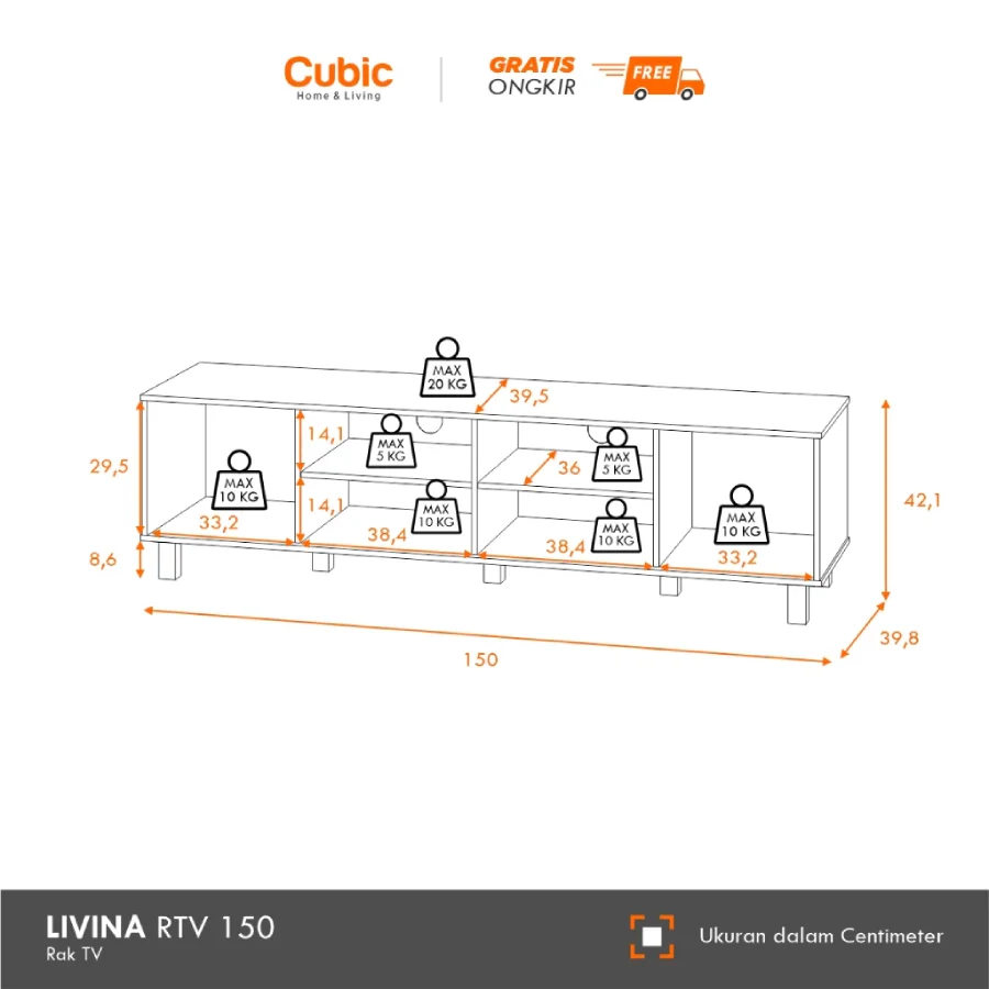 Cubic Rak TV minimalis _ Meja TV Minimalis _ LIVINA RTV 150 (2)