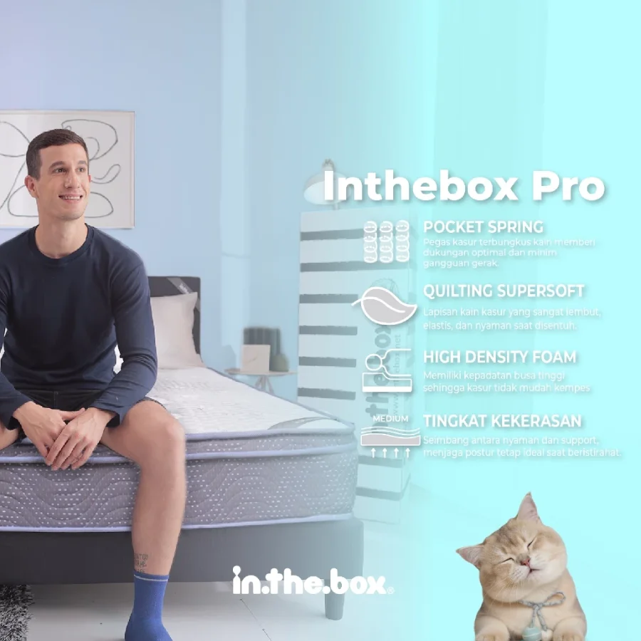 INTHEBOX Pro Kasur Spring Bed Pocket - GRATIS Bantal _ Kasur Ukuran 90x200, 100x200, 120x200, 140x200, 160x200, 180x200