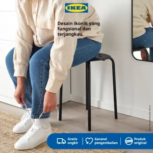 Ikea Marius Bangku Tumpuk Minimalis Hitam Ramah Lingkungan