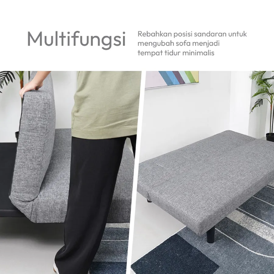 Informa Daphnie Oakland Sofa Bed Fabric - Abu-Abu Tua Tempat Duduk Multifungsi Sofa Tidur 2In1 (2)