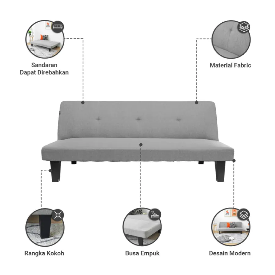 Informa Martis Oakland Sofa Bed Fabric Tempat Duduk Multifungsi Sofa Tidur 2In1 Kursi Santai Serbaguna Furniture Rumah Divan (1)