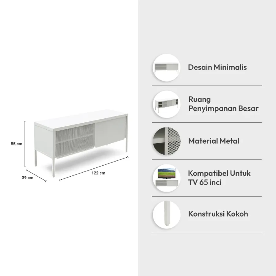 Informa Spencer Rak Tv - Putih Tv Stand Furnitur Indoor Rumah Meja Rak Tivi Tempat Pajangan Televisi Meja Tv Bufet Tv Kabinet Tv (1)