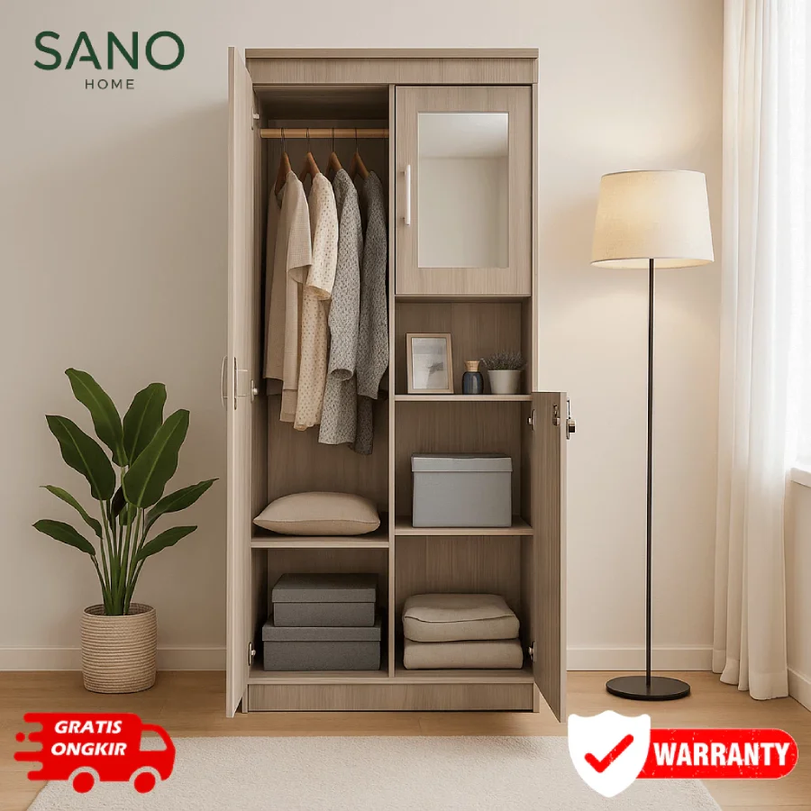 SANO HOME - LB 02 Lemari Pakaian Dua Pintu Minimalis Murah (2)