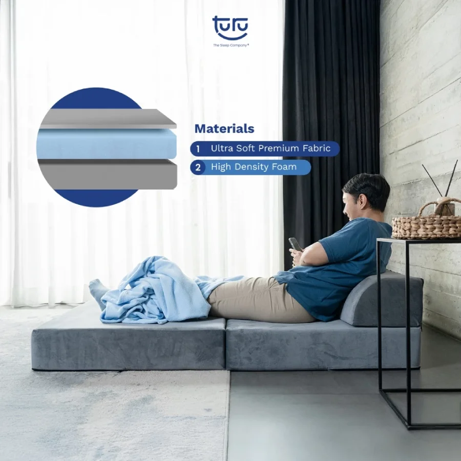 Sofa Bed 2in1 Uk. 120x190 TURU Minimalis Grey _ Trifold Kasur Sofa (2)