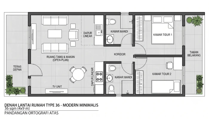 Denah Rumah ukuran Type 36 (10)